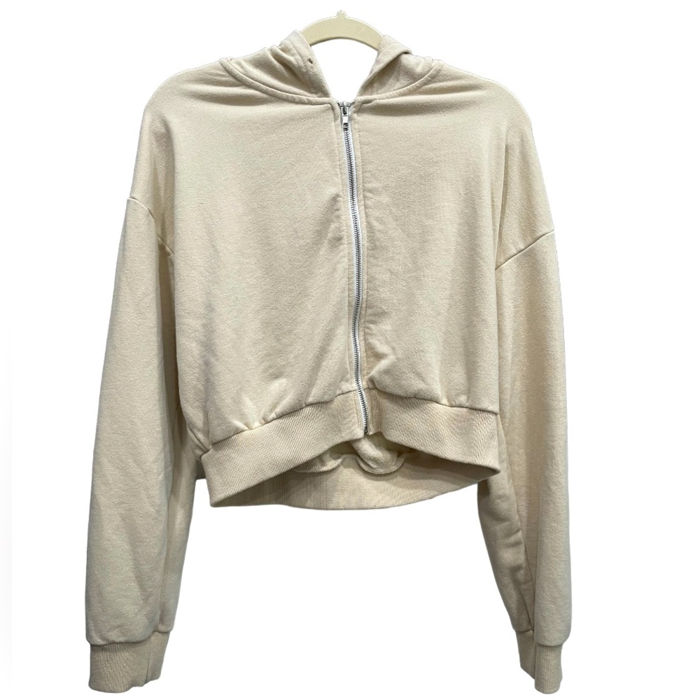 H&M Begie Cropped Hoodie Juniors Large